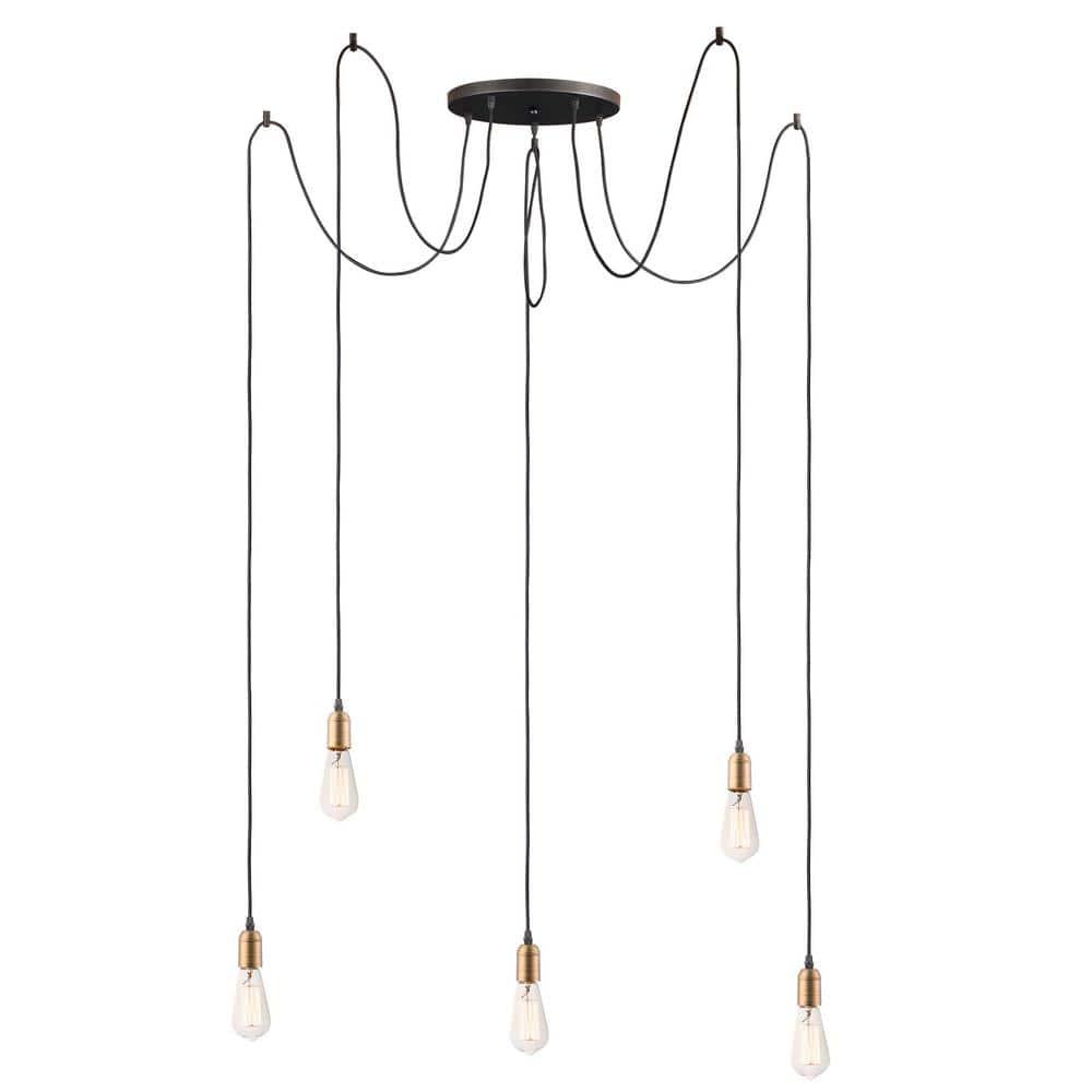 Maxim Lighting Early Electric 5 - Light Pendant in  Black/Antique Brass