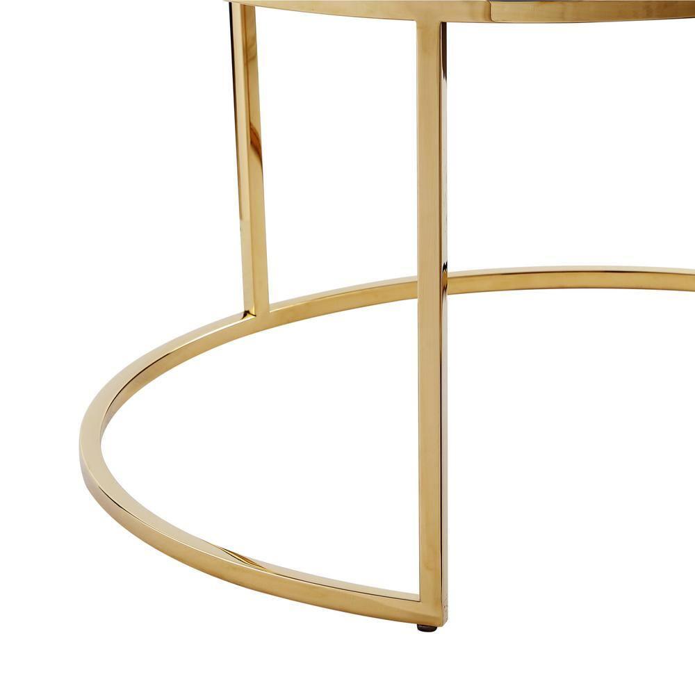 Nicole Miller Dangelo Ottoman Velvet Upholstered Stainless Steel Frame Set of 2, Blush/Gold