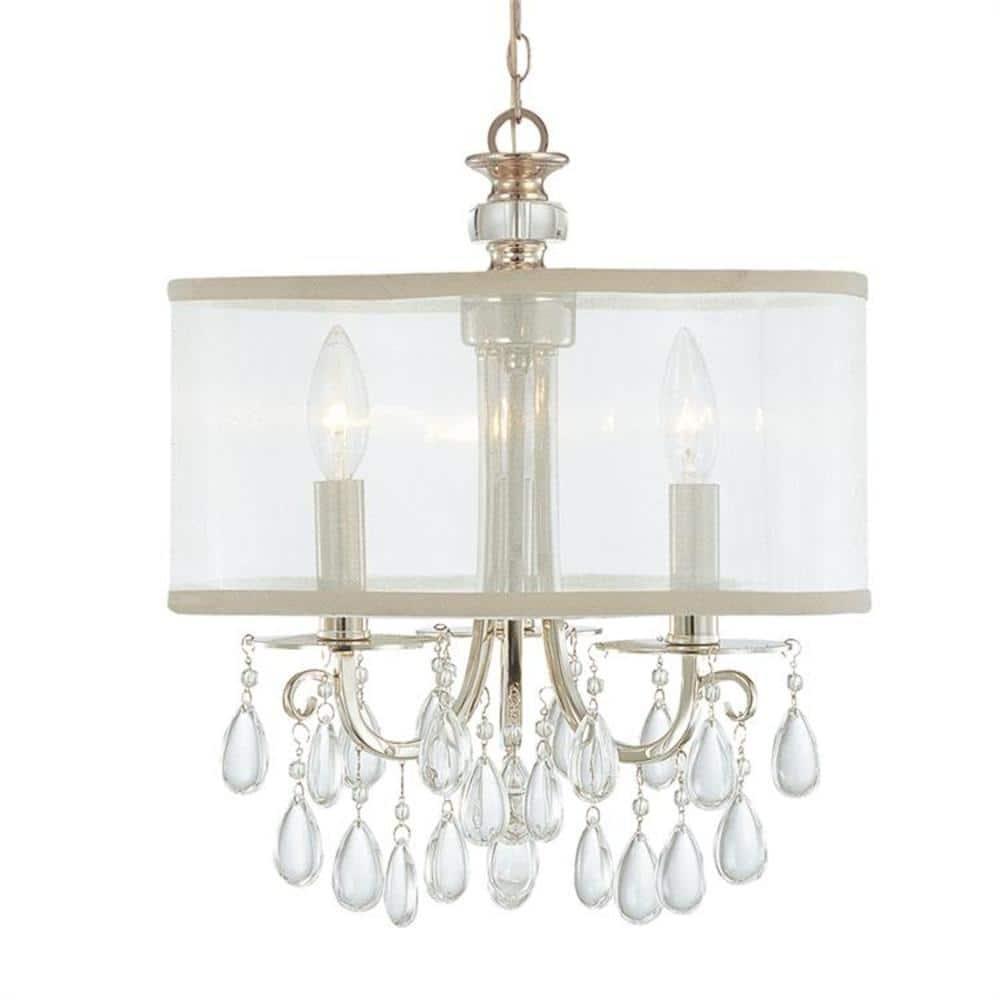 Three Light Chandelier In Minimalist Style 14 Inches Wide By 17 Inches High-Polished Chrome Finish    -Traditional Installation Crystorama Lighting