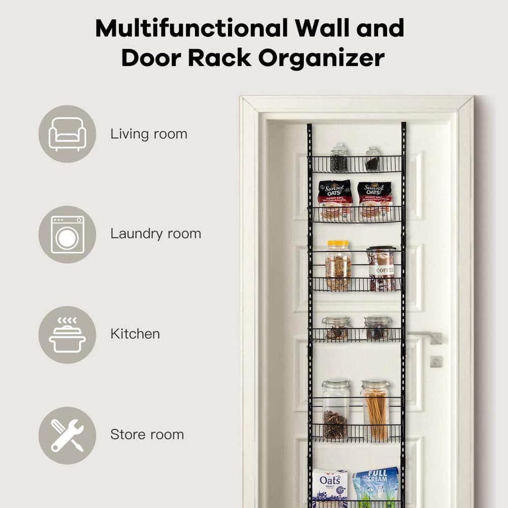 Resenkos Over the Door Pantry Organizer Rack with Adjustable Door Hook and 6 Basket,