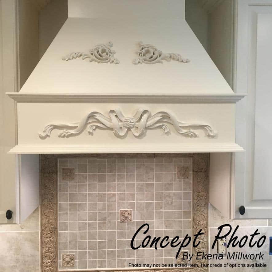 Ekena Millwork 19 1/4"W x 5 3/8"H x 7/8"P Small Grape and Leaf Center with Scrolls Onlay