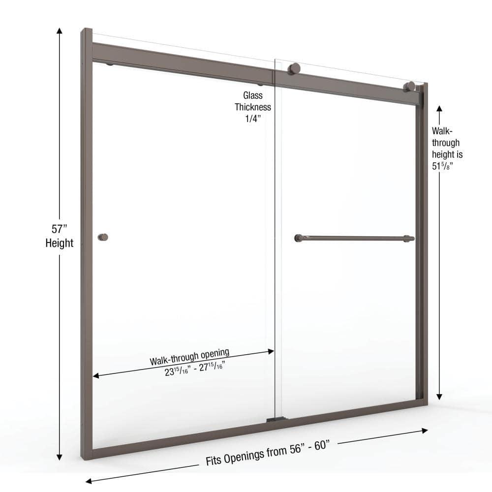 Rotolo 60" W x 57" H Semi-Frameless Tub Door