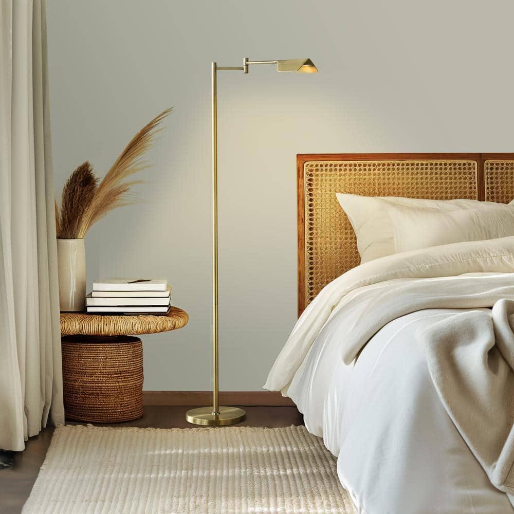Brightech Leaf 53 in. Industrial Vintage Reading Floor Lamp with Metal Shade and 3-Way Dimming Options - Integrated LED Light