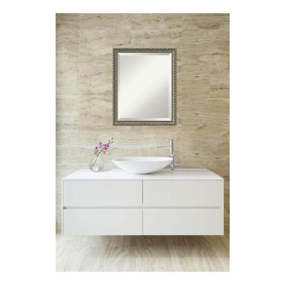 Amanti Art Parisian Silver Beveled Wood Wall Mirror 22.25 x 18.25 in.