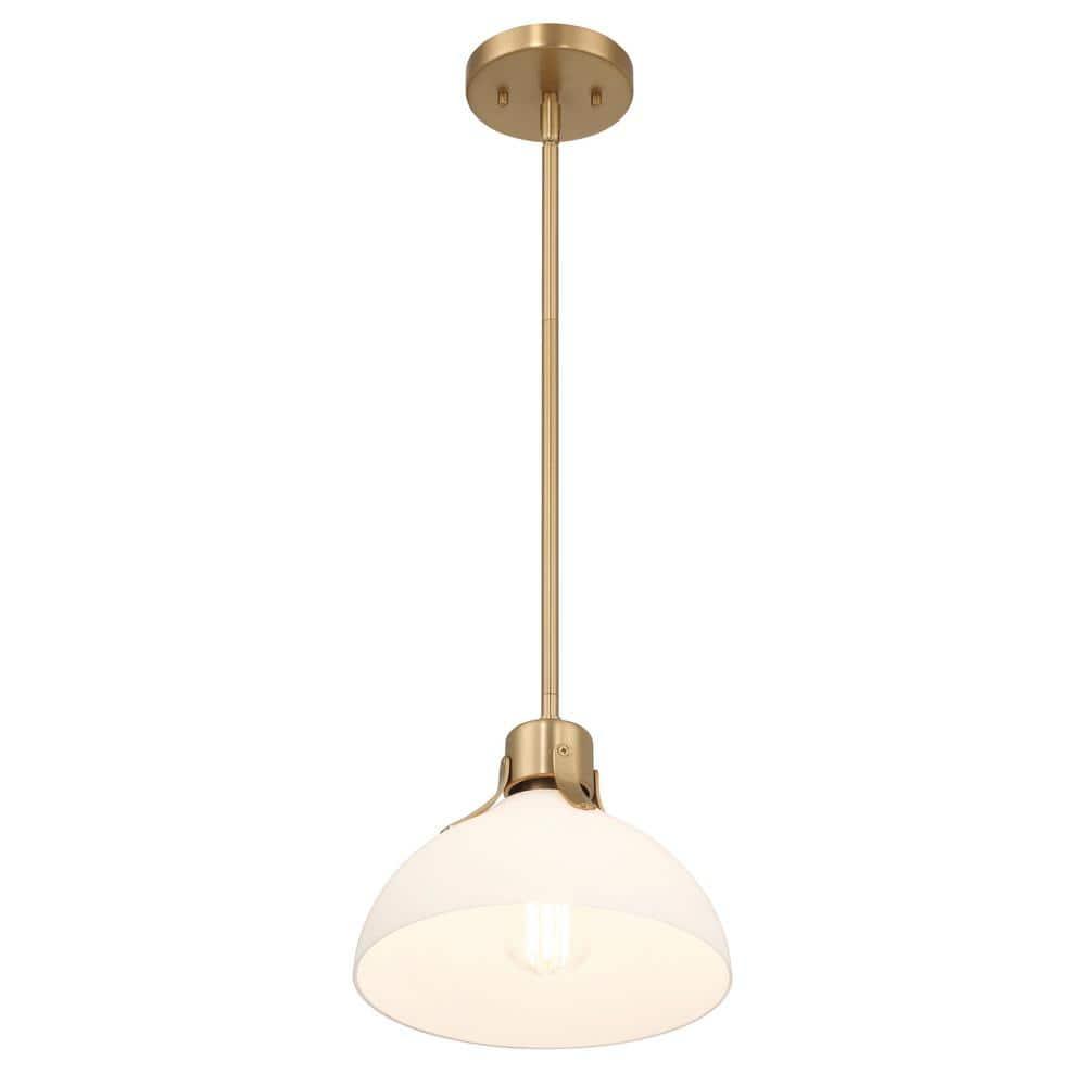 Robert Stevenson Lighting Delano Industrial Metal and Etched Glass Ceiling Light Gold and White: ETL Listed, 1-Way Dome Fixture