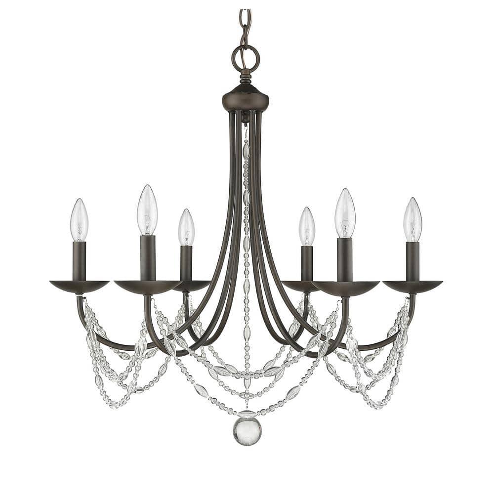 Golden Lighting Mirabella 6-Light Chandelier in Rubbed Bronze