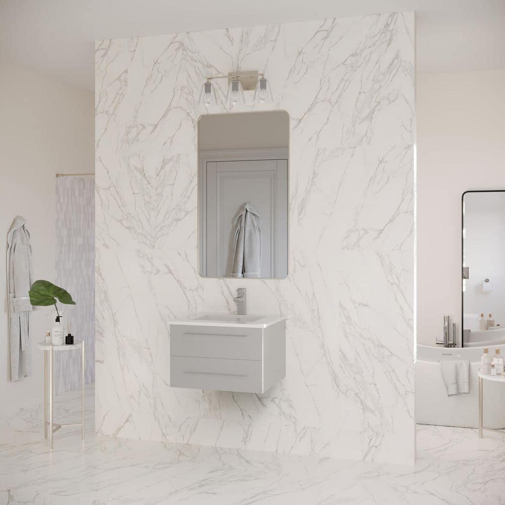 Lucera 24" Wall Mount Modern Single Sink Bathroom Vanity with Top and Undermount Sink