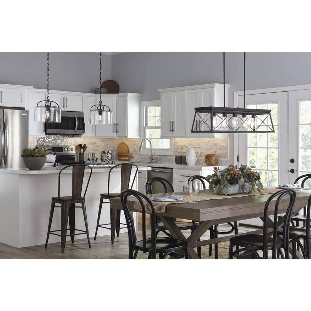 Progress Lighting, Leyden Collection, 1-Light Pendant, Matte Black, Clear Glass Shade