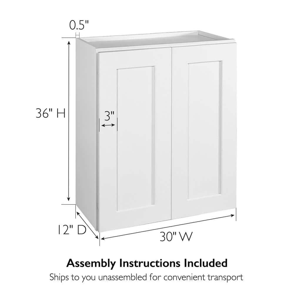 Design House Brookings Base Cabinet W3036 in White, 30-Inch by 12-inch by 36-inch