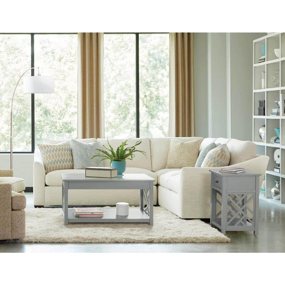 Alaterre Furniture Coventry 36 in. Solid Pine Wood Coffee Table, Traditional to Modern Design Accent Furniture, Gray