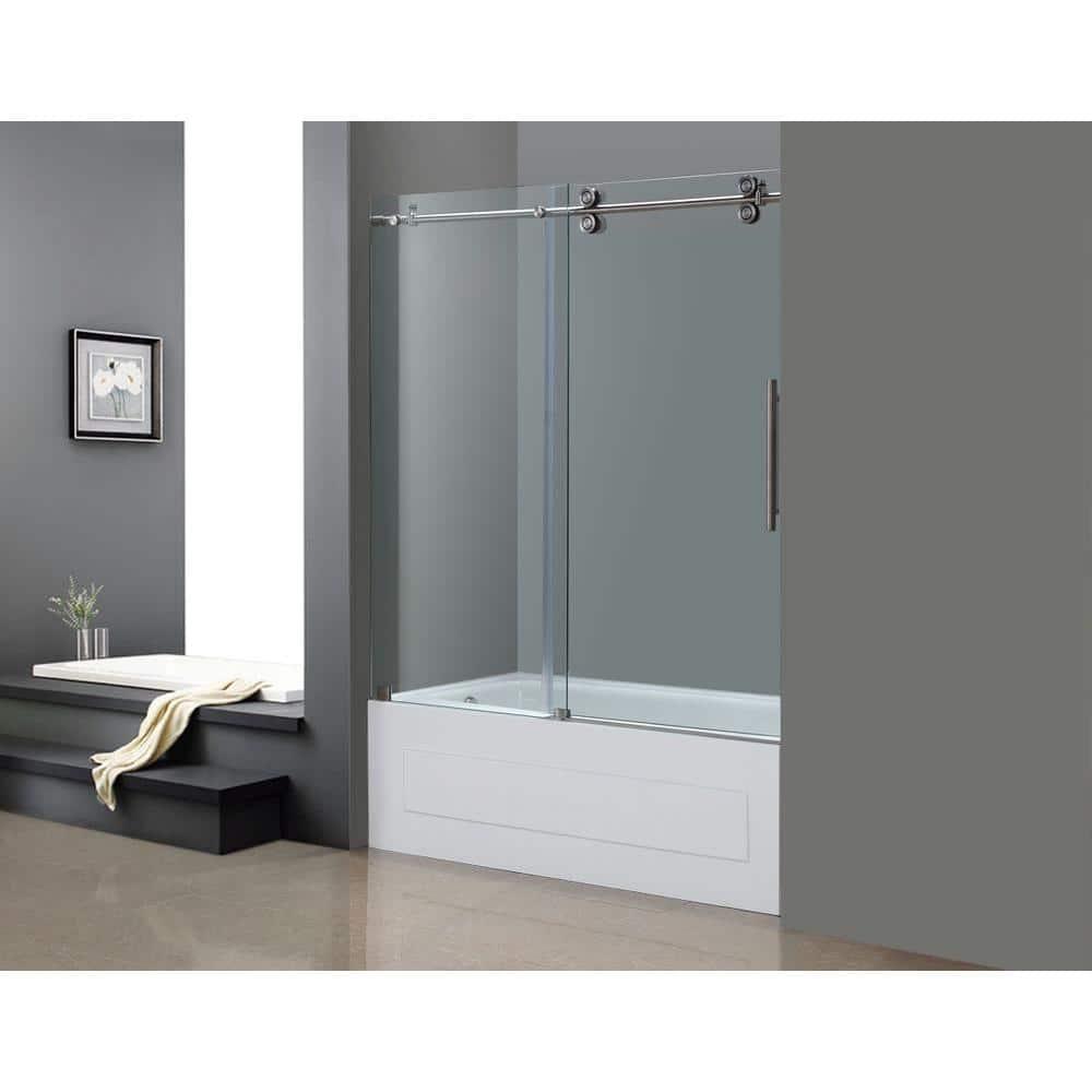 Langham 60" H Single Sliding Frameless Tub Door