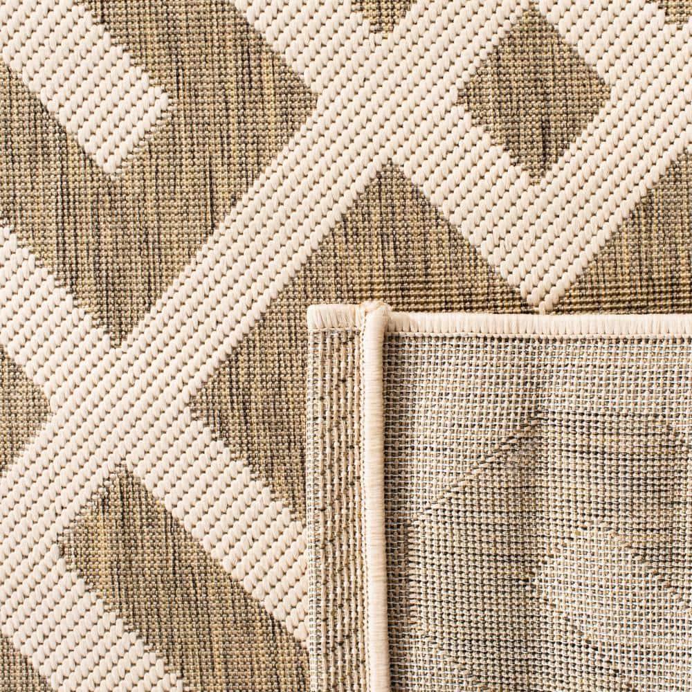 SAFAVIEH Courtyard Alvin Geometric Indoor/Outdoor Area Rug, 9' x 12', Brown/Bone