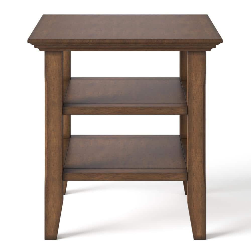 Simpli Home Acadian Solid Wood Transitional Table with Open Shelves