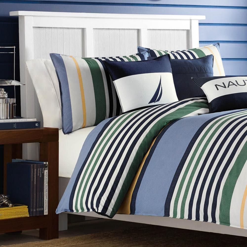 Nautica Dover Cotton Reversible Blue Comforter Set