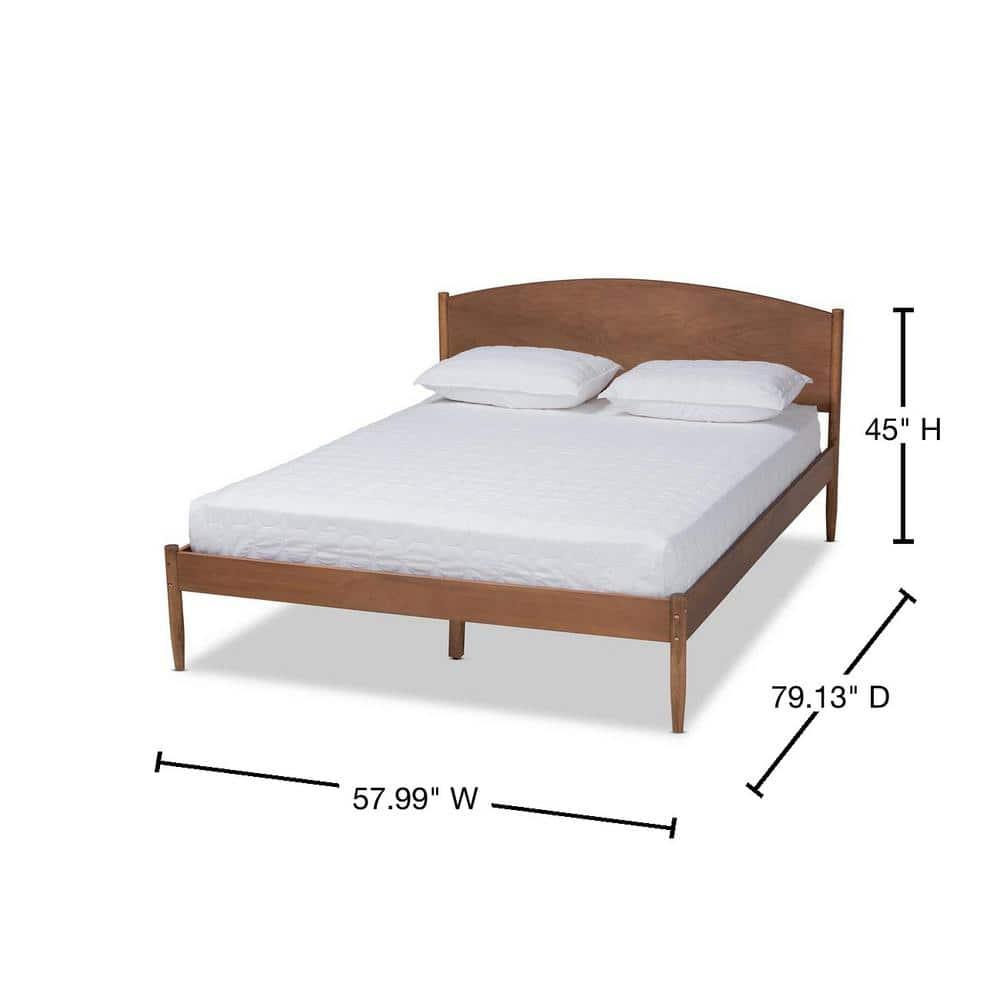Baxton Studio Leanora Mid-Century Modern Ash Wanut Finished Full Size Wood Platform Bed