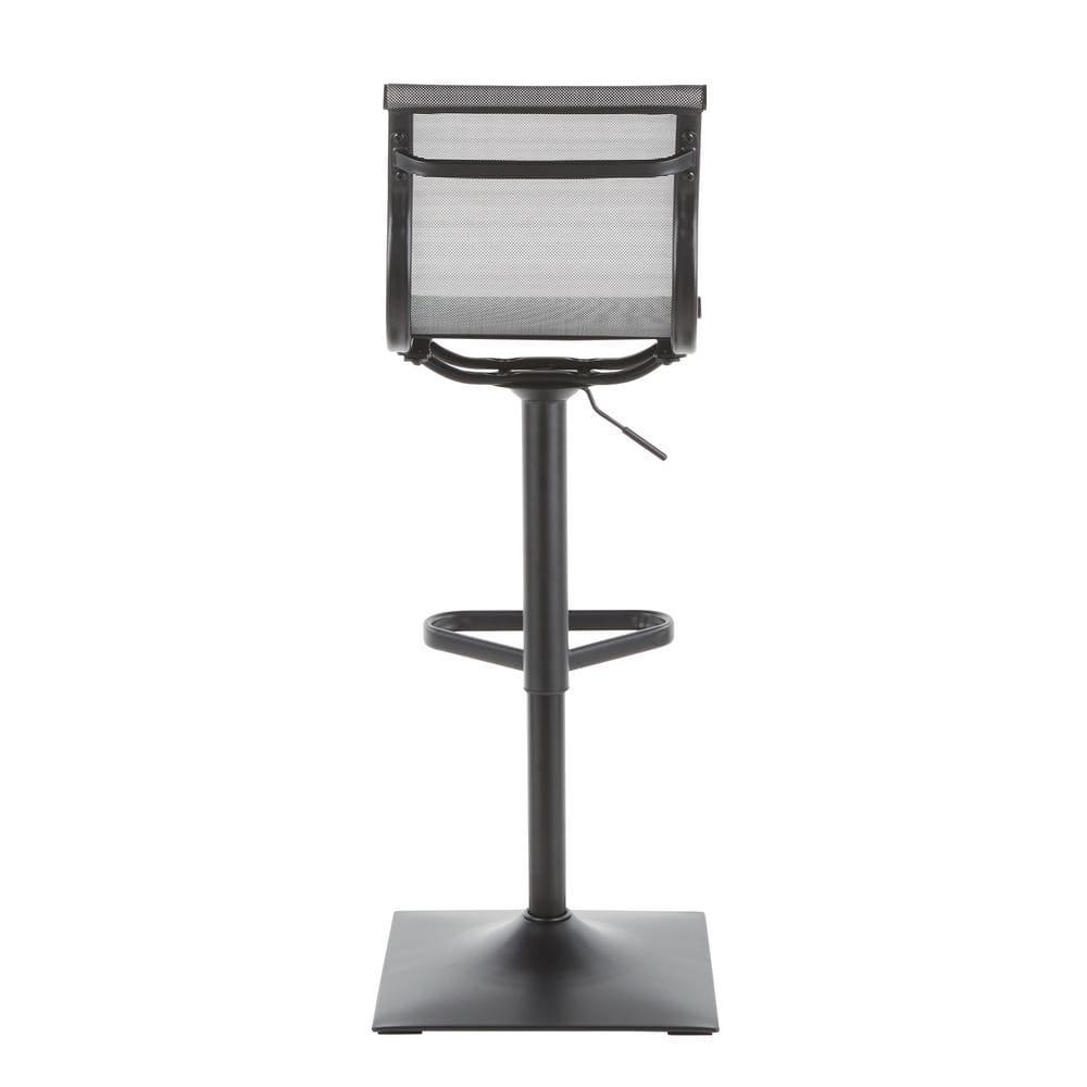33.5" Mirage Contemporary Barstool Black/Silver - LumiSource: Upholstered, Adjustable, Swivel, Metal Legs