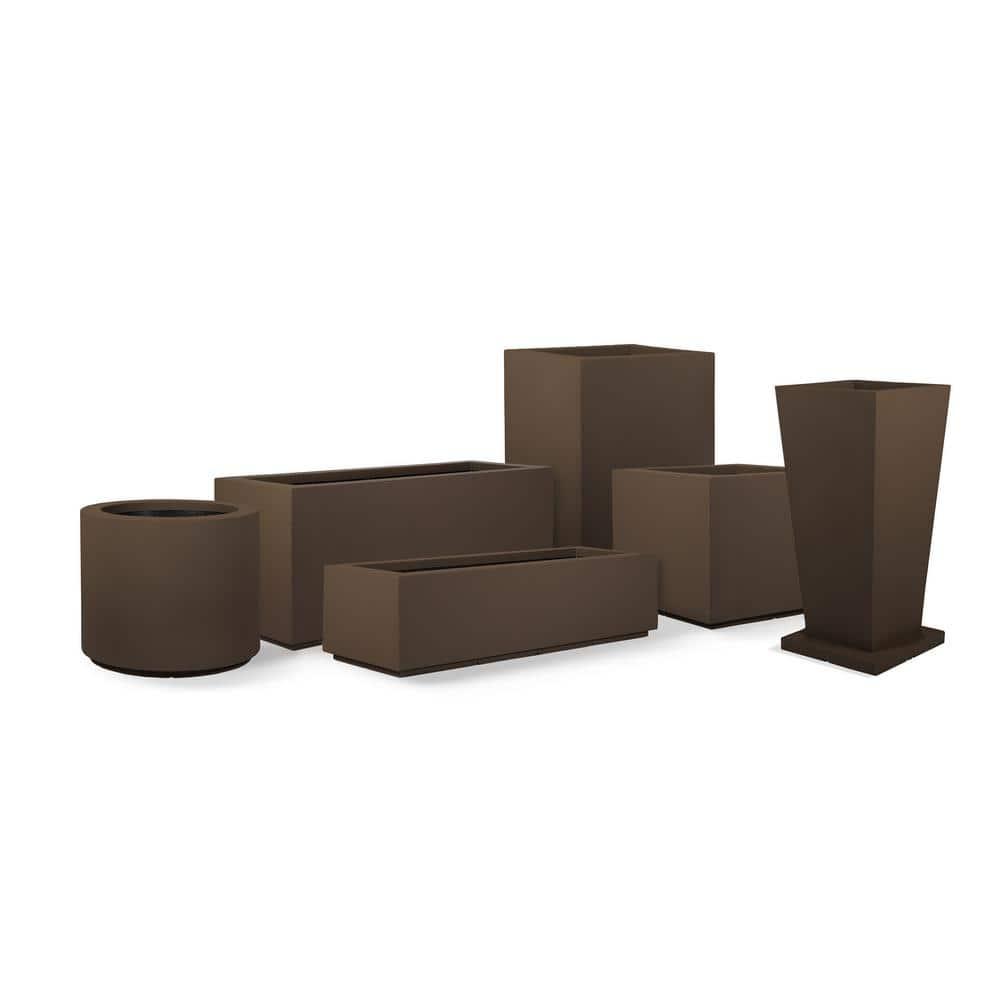 PolyStone Planters Monterrey 23 in. x 23 in. Brown Square Planter'