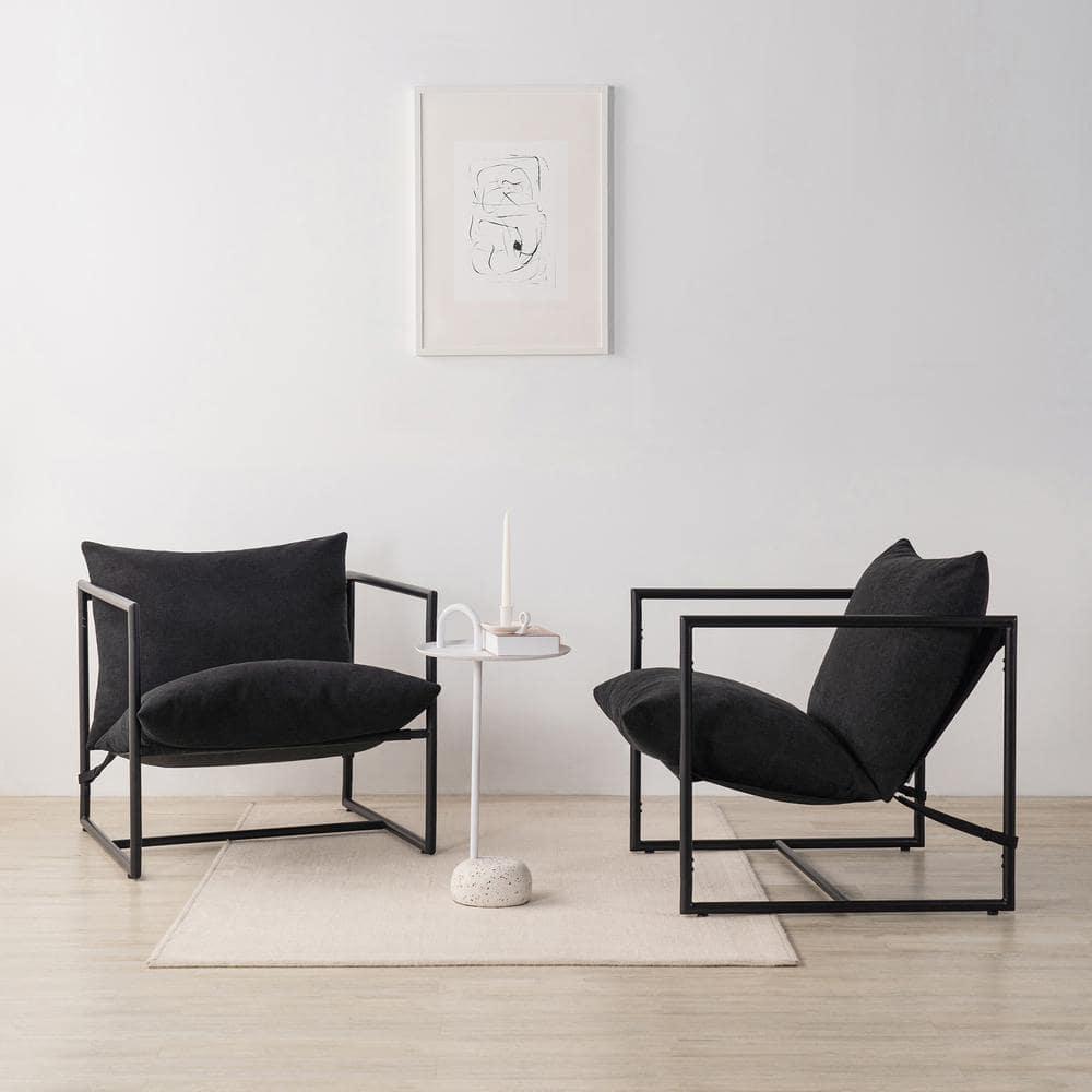 Zinus Aidan Metal Framed Sling Indoor Accent Chair, Black