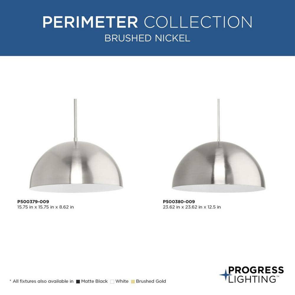Progress Lighting, Perimeter, 1-Light Pendant, Brushed Nickel, Open Shade