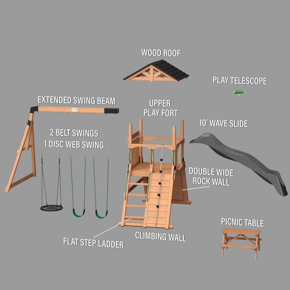 Backyard Discovery Endeavor II Swing Set With Gray Wave Slide