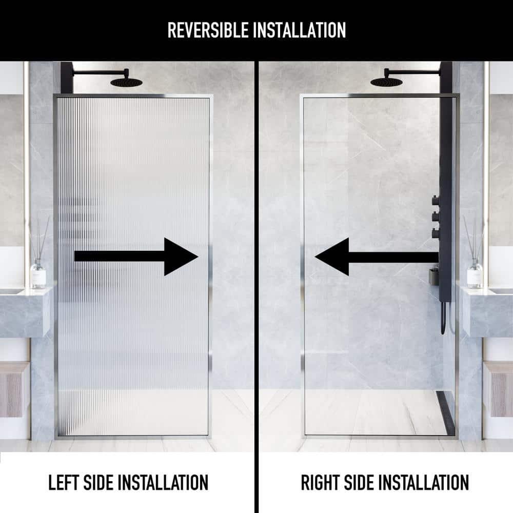 Meridian 34" W x 74" H Fixed Framed Shower Screen with 3/8" Glass