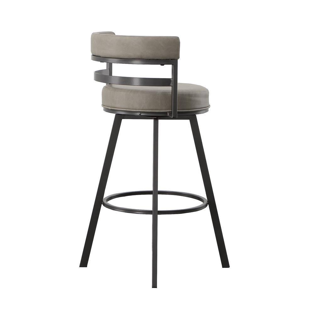 Steve Silver Gene Metal and Beige Faux Leather Swivel Bar Stool
