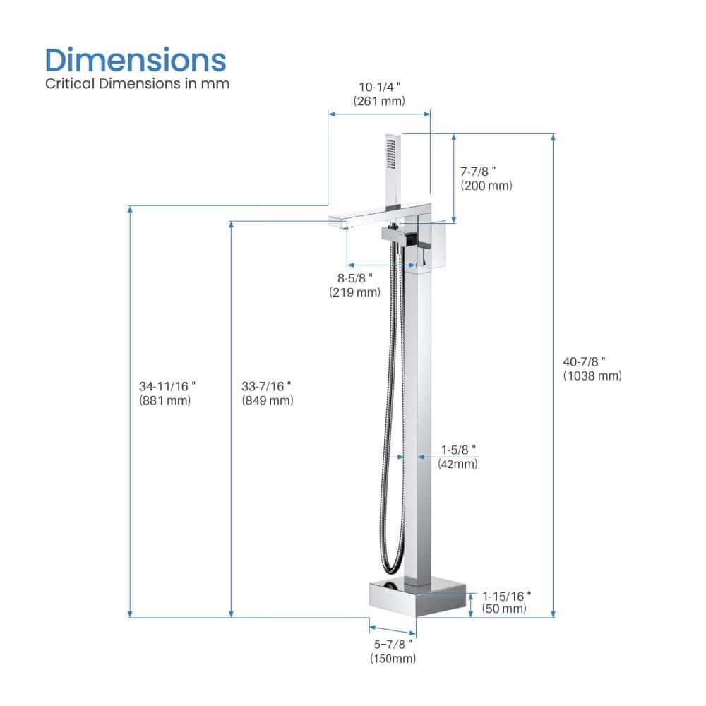 Cube Floor Tub Spout with Diverter