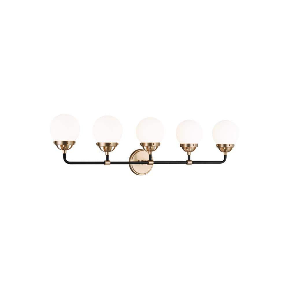 Generation Lighting Cafe 38.25-in 5 -Light Satin Bronze Modern/contemporary Vanity light