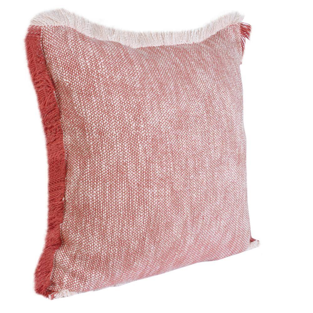 Woven Paths Bennett 20" x 20" Fringed Auburn Red Cotton Adult Decorative Throw Pillow