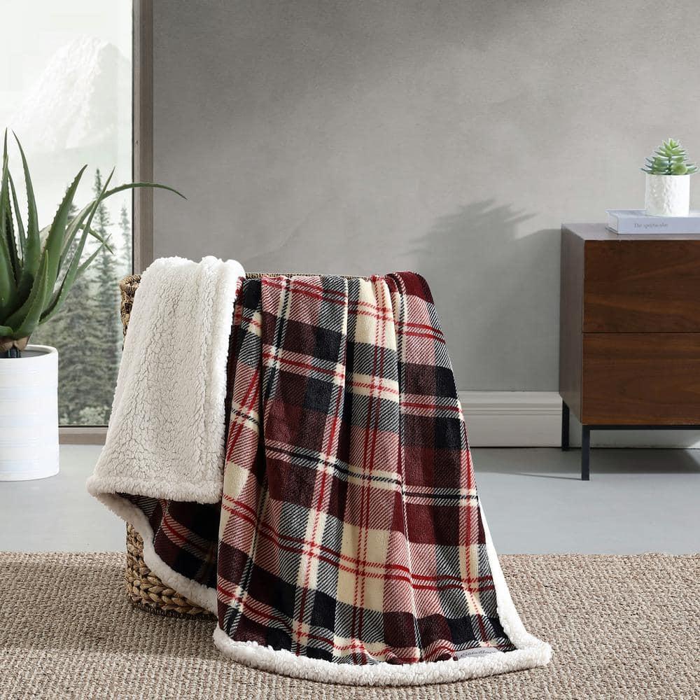 Eddie Bauer Printed Plush Fleece/Sherpa Throw Blankets