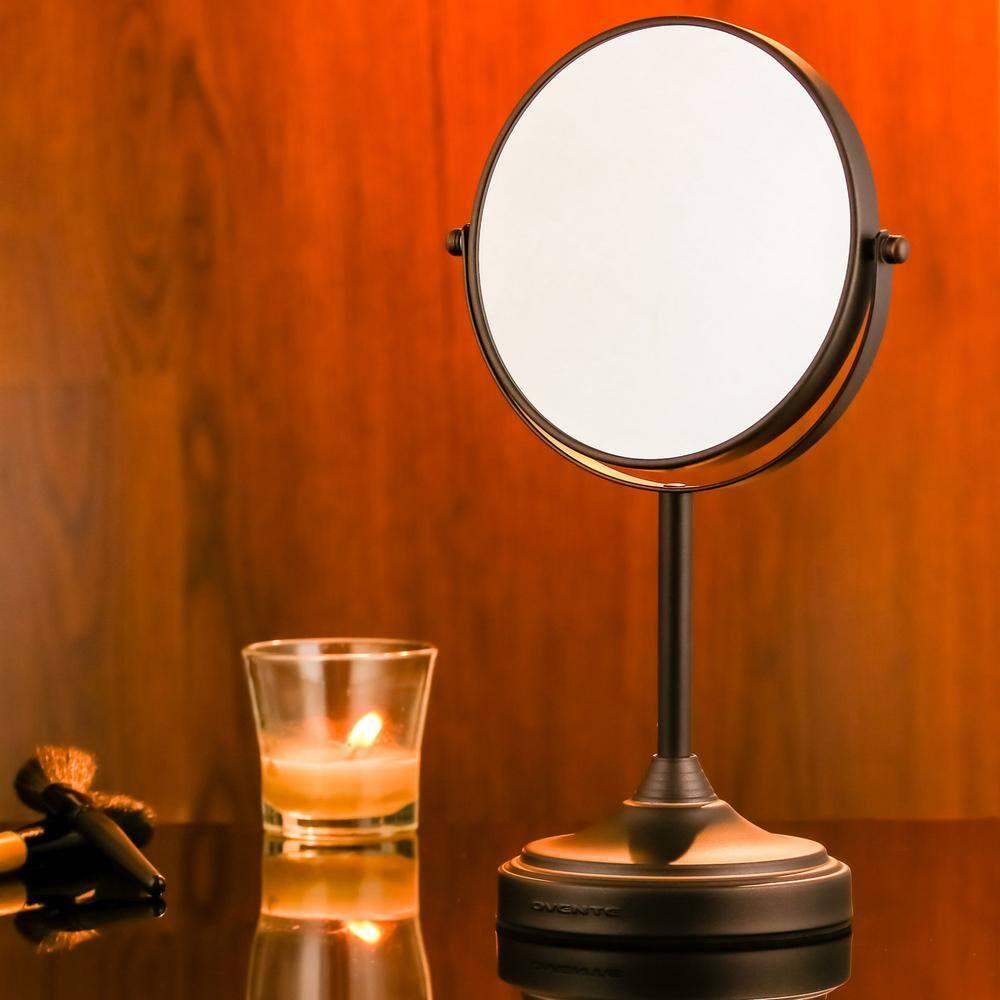 OVENTE 7'' Tabletop Makeup Mirror with 1X/7X Magnification, 360° Swivel Design and Double-Sided Free-Standing Vanity Mirror Perfect for Dresser, Bedroom and Office Desk, Antique Bronze MNLCT70ABZ1X7X