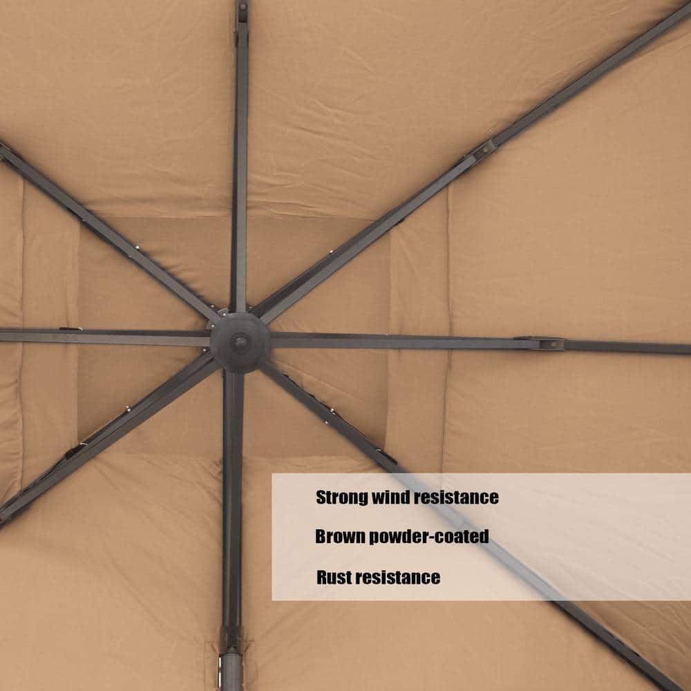 Pellebant Patio Deluxe 10 x 10 ft Tan Outdoor Square Double Top Cantilever Umbrella