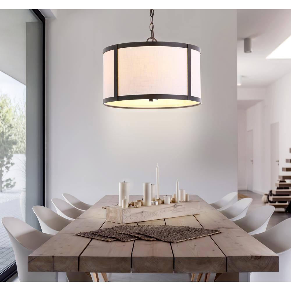 Thatcher 17" Metal LED Pendant Light, Oil Rubbed Bronze/White