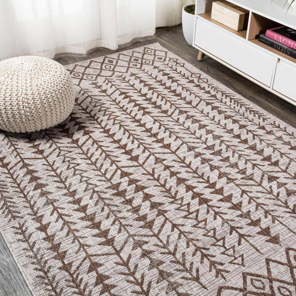 3'x5' Tokay Bohemian Geometric Indoor/Outdoor Area Rug, Beige/Brown - JONATHAN Y