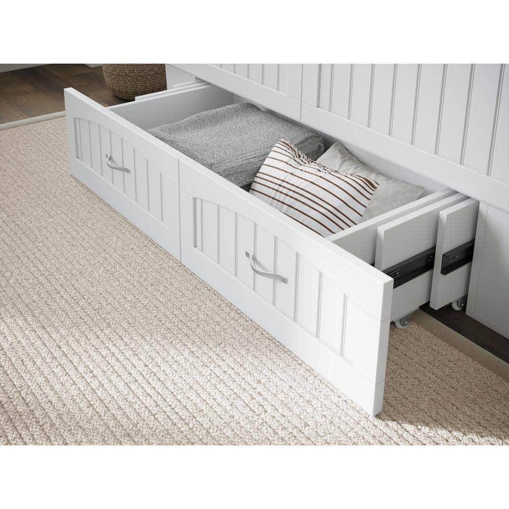 Queen Nantucket Murphy Bed Chest USB Turbo Charger White - AFI