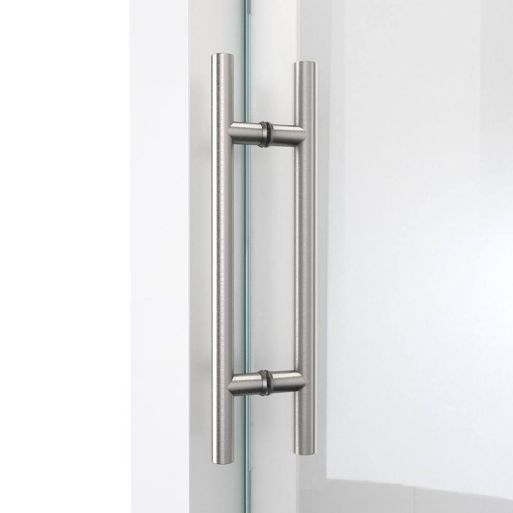 Clear Sliding Frameless Shower Door with Brushed Stainless Steel Frame