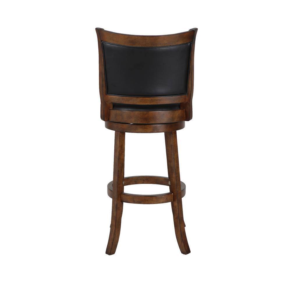 New Classic Furniture, Bristol Wood Swivel Bar Stool with PU Seat in Dark Brown, Brown