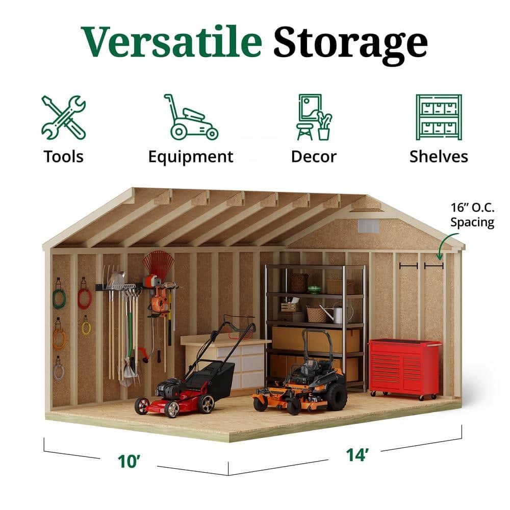 Little Cottage Co. 10x14 Classic Workshop Shed with Operable Windows, Outdoor Wood Storage Do-It-Yourself Precut Kit