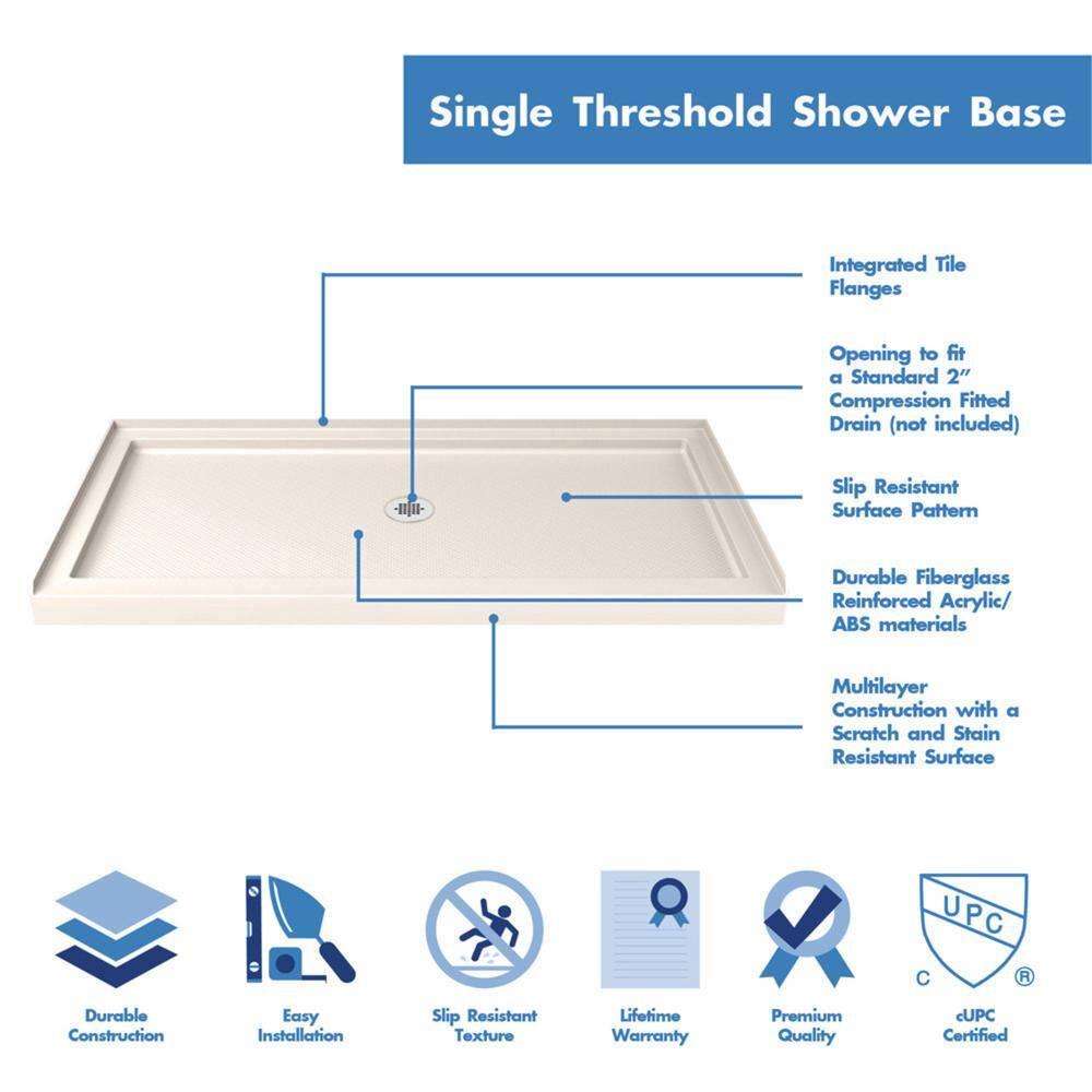 DreamLine Aqua Ultra 36 in. D x 60 in. W x 74 3/4 in. H Frameless Shower Door DL-6523C-22-04