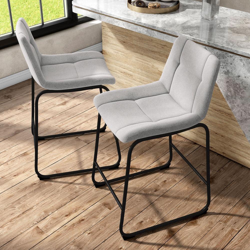 Furniture of America Perri Modern Chenille Counter Height Dining Chairs, Gray (Set of 2)