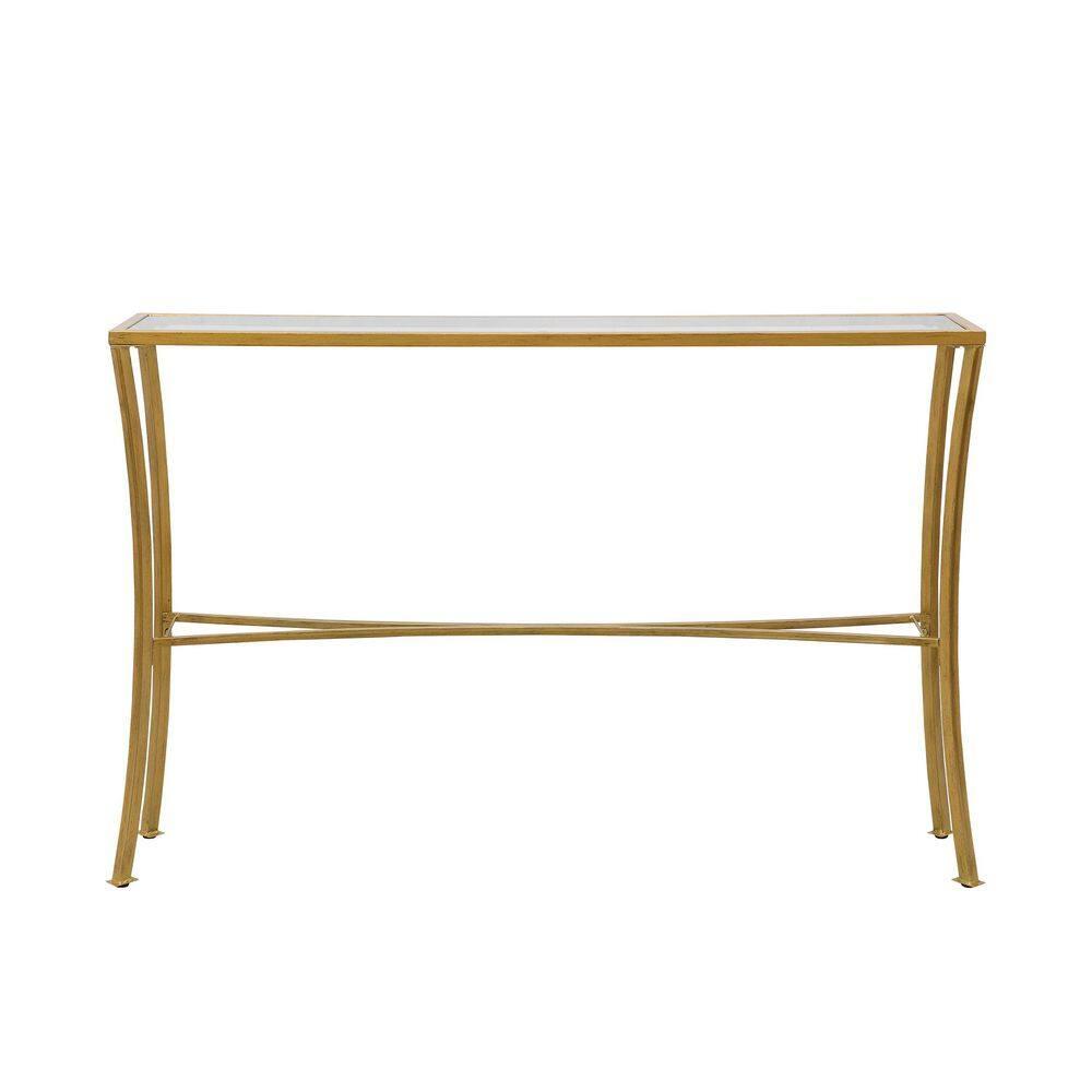 Carolina Classics Palin Glass Top Console Table in Antique Gold