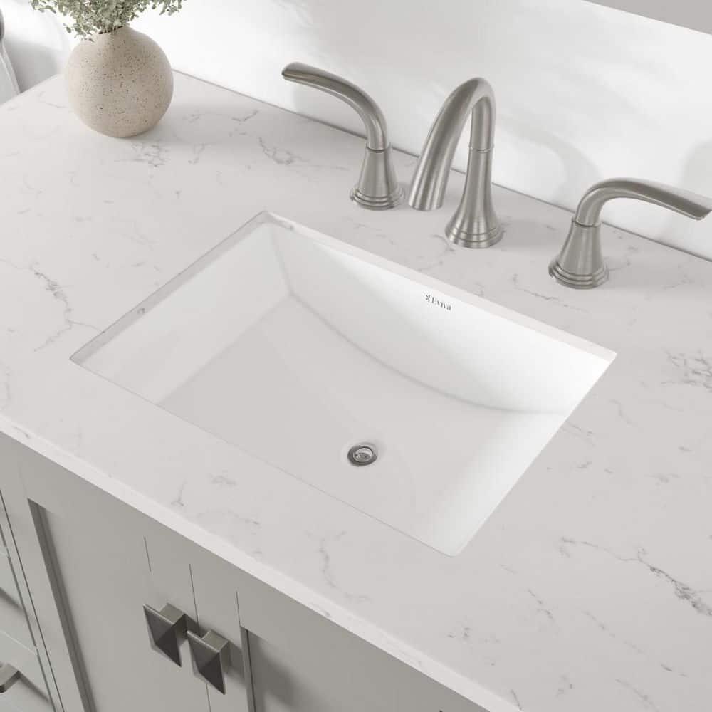 Eviva Aberdeen 42"W x 22"D Gray Bathroom Vanity with White Carrara Quartz Countertop and Undermount Porcelain Sink