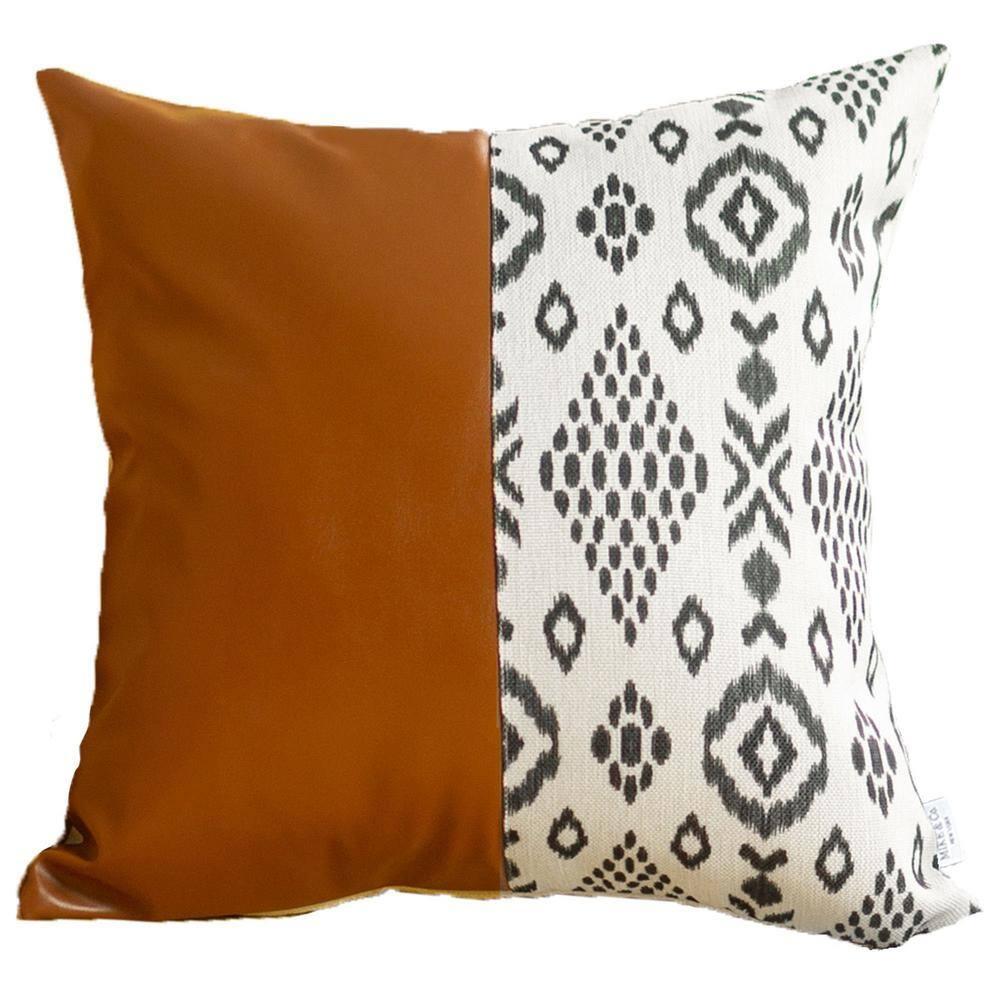 HomeRoots Geometric Faux Leather Pillow Cover