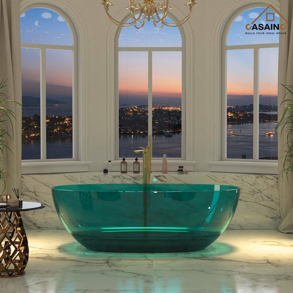 67'' x 30'' Runway Semi Transparent Resin Freestanding Soaking Bathtub