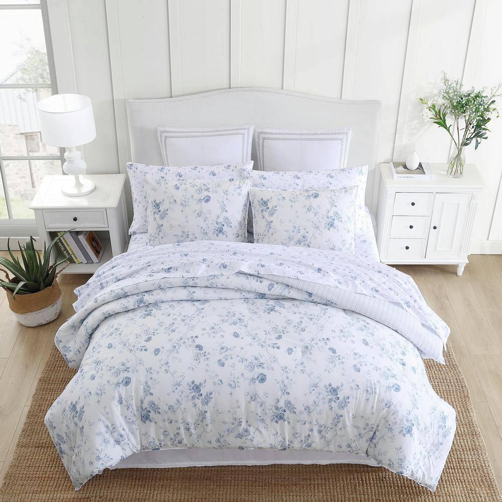 Laura Ashley Evie Laura Ashley Blue Cotton Comforter Reversible Set