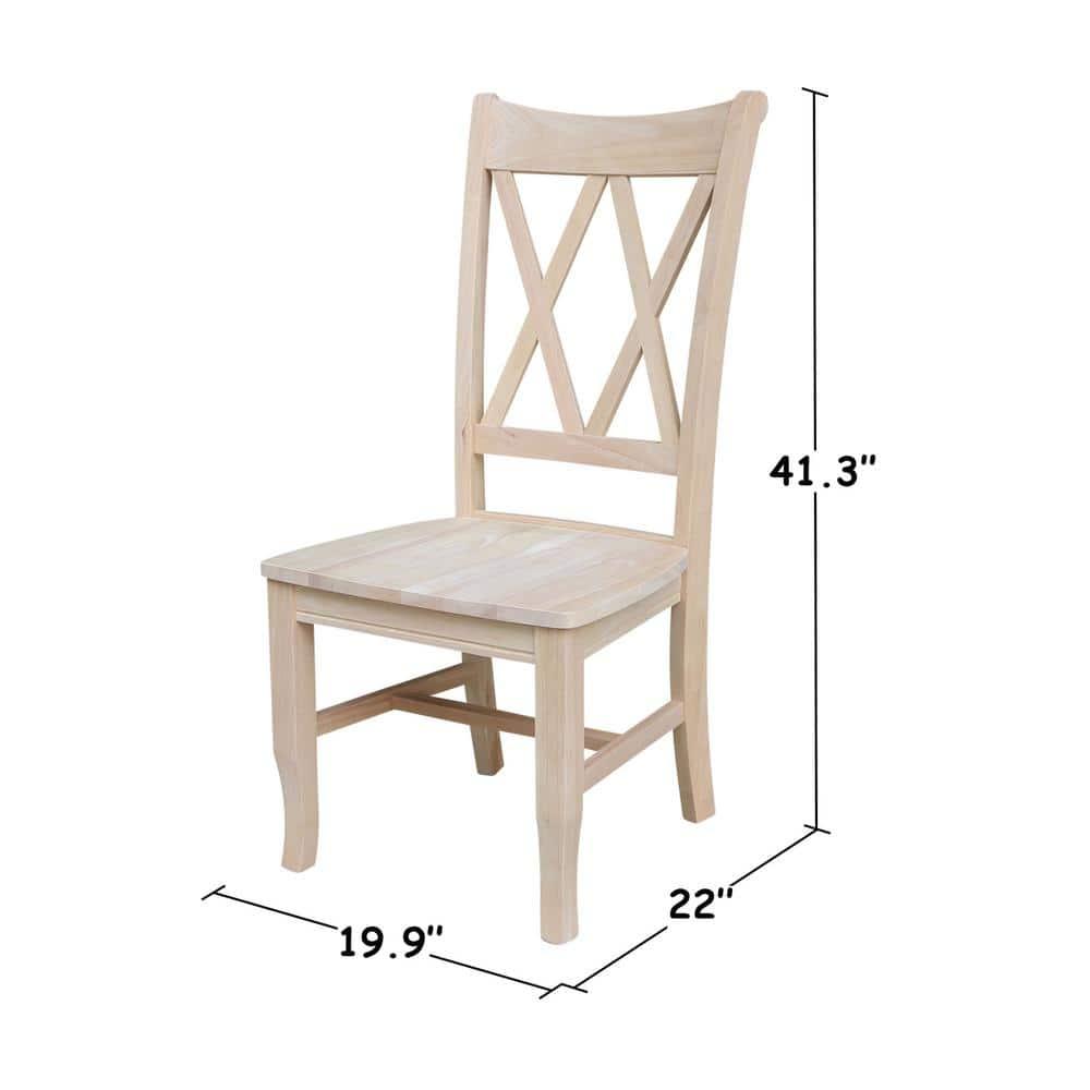 Set Of 2 Double X Back Chair Unfinished - International Concepts: Solid Wood, Armless, Unupholstered