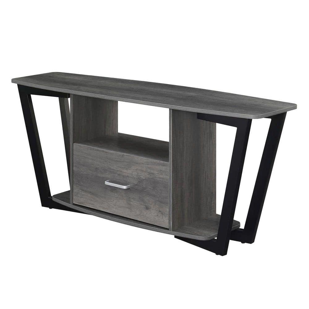 Convenience Concepts Graystone 60 inch 1 Drawer TV Stand with Shelves, Charcoal Gray/Black