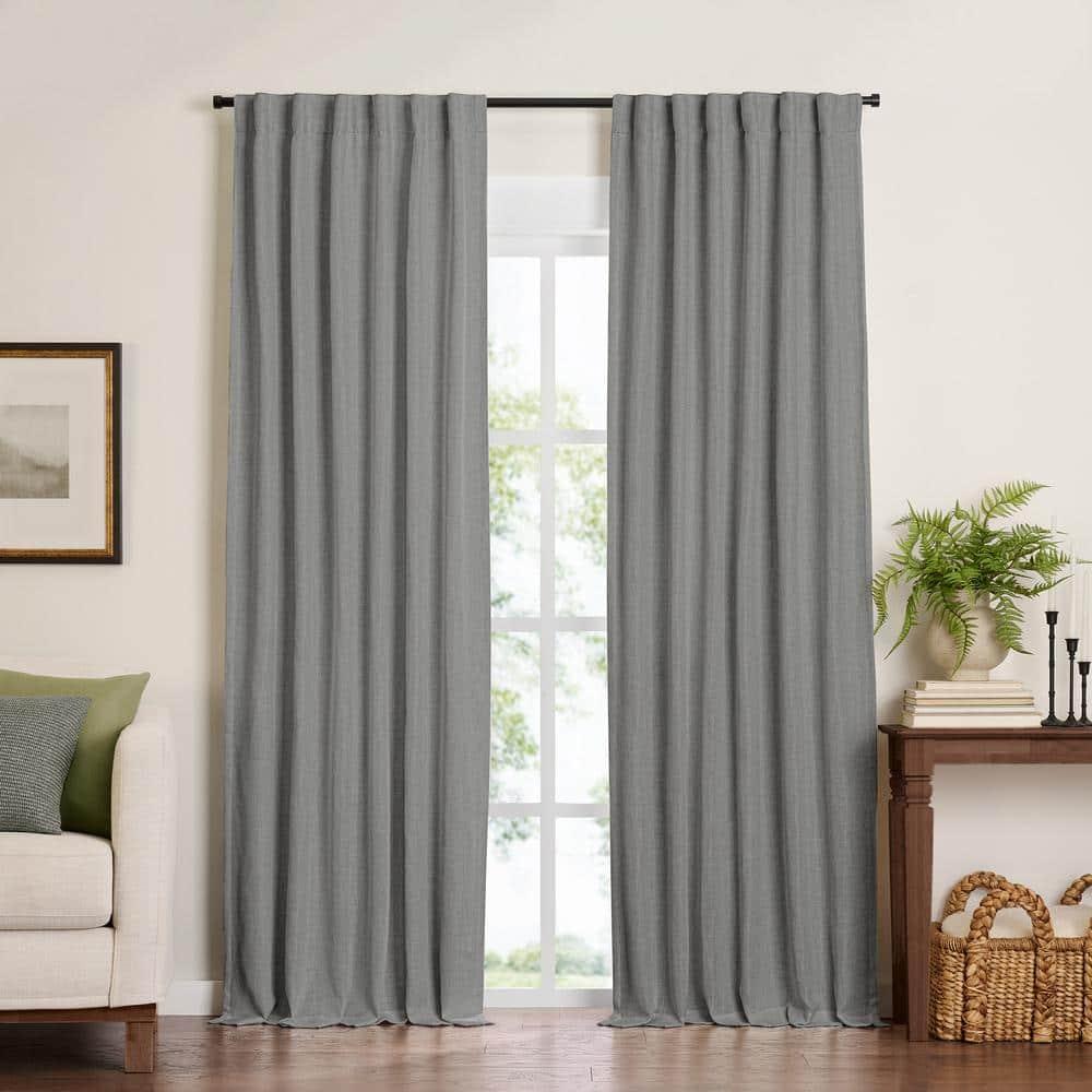 Harrow Solid Texture Room Darkening Single Window Curtain Panel - 52" x 84" - Dark Gray - Elrene Home Fashions