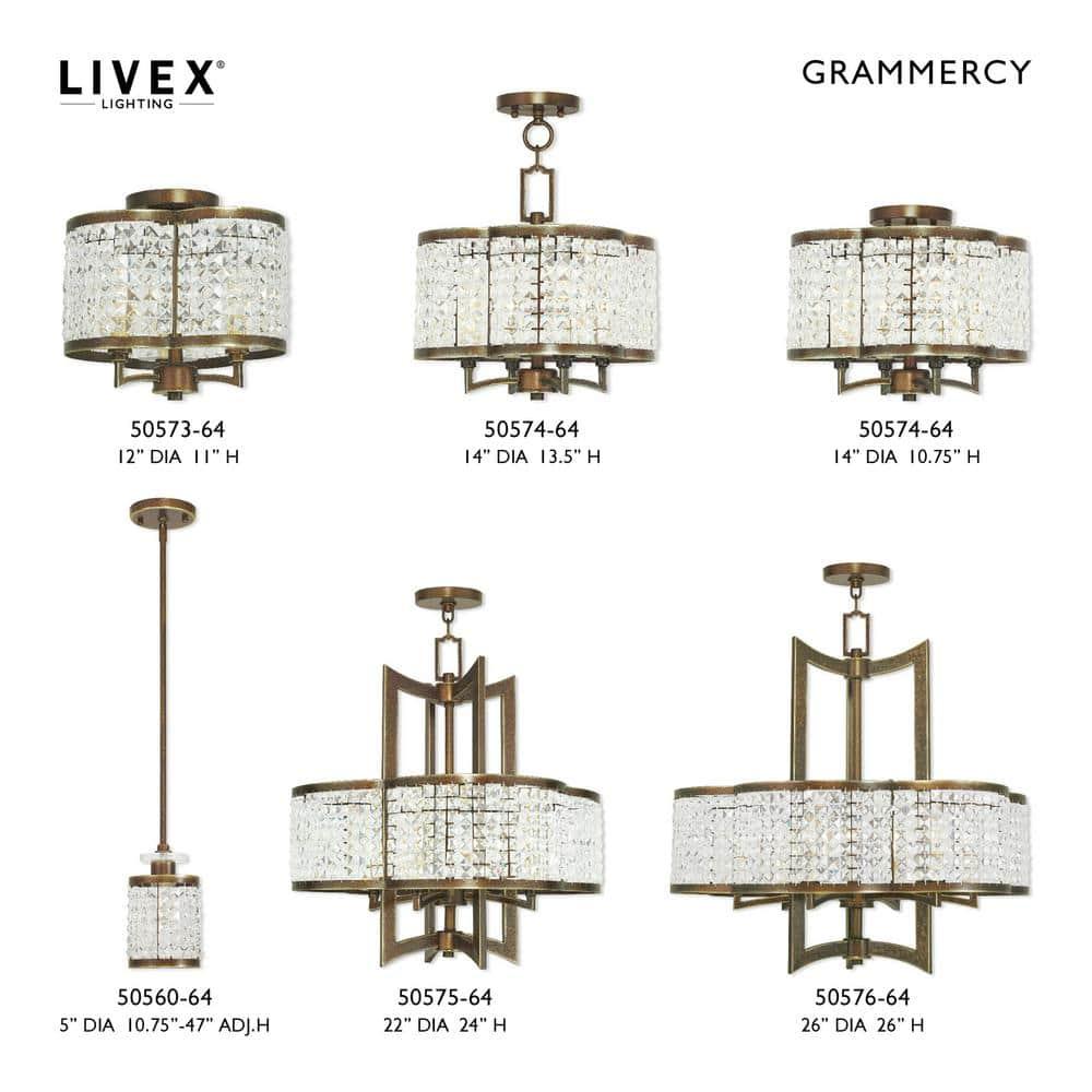 Livex Lighting 50576-64 Gramercy 6-Light Chandelier, Hand Painted Palacial Bronze
