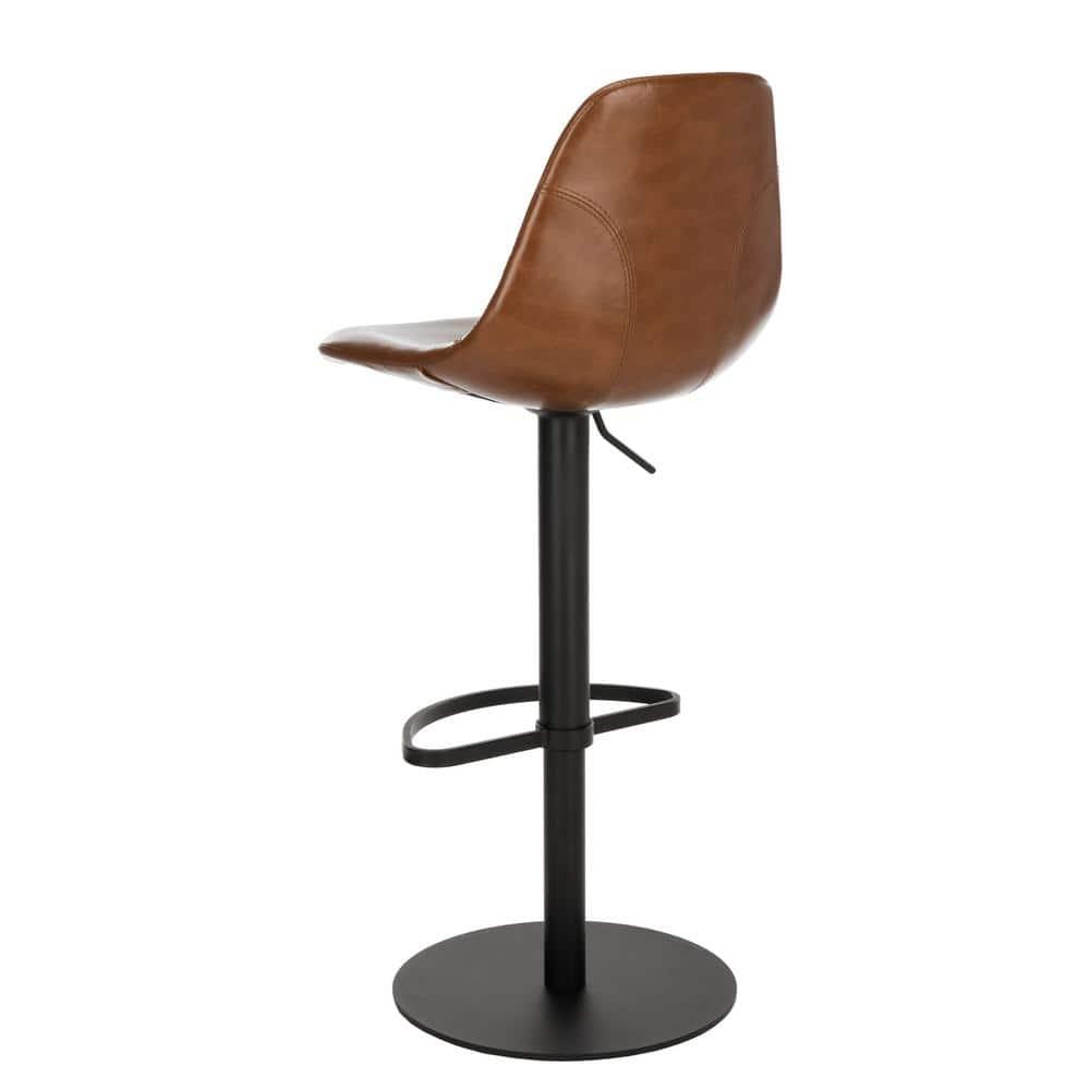 SAFAVIEH Sky Light Brown/Black High Back Tufted Bar Stool (17.25 in. W x 20 in. D x 33.5/43.5 in. H)